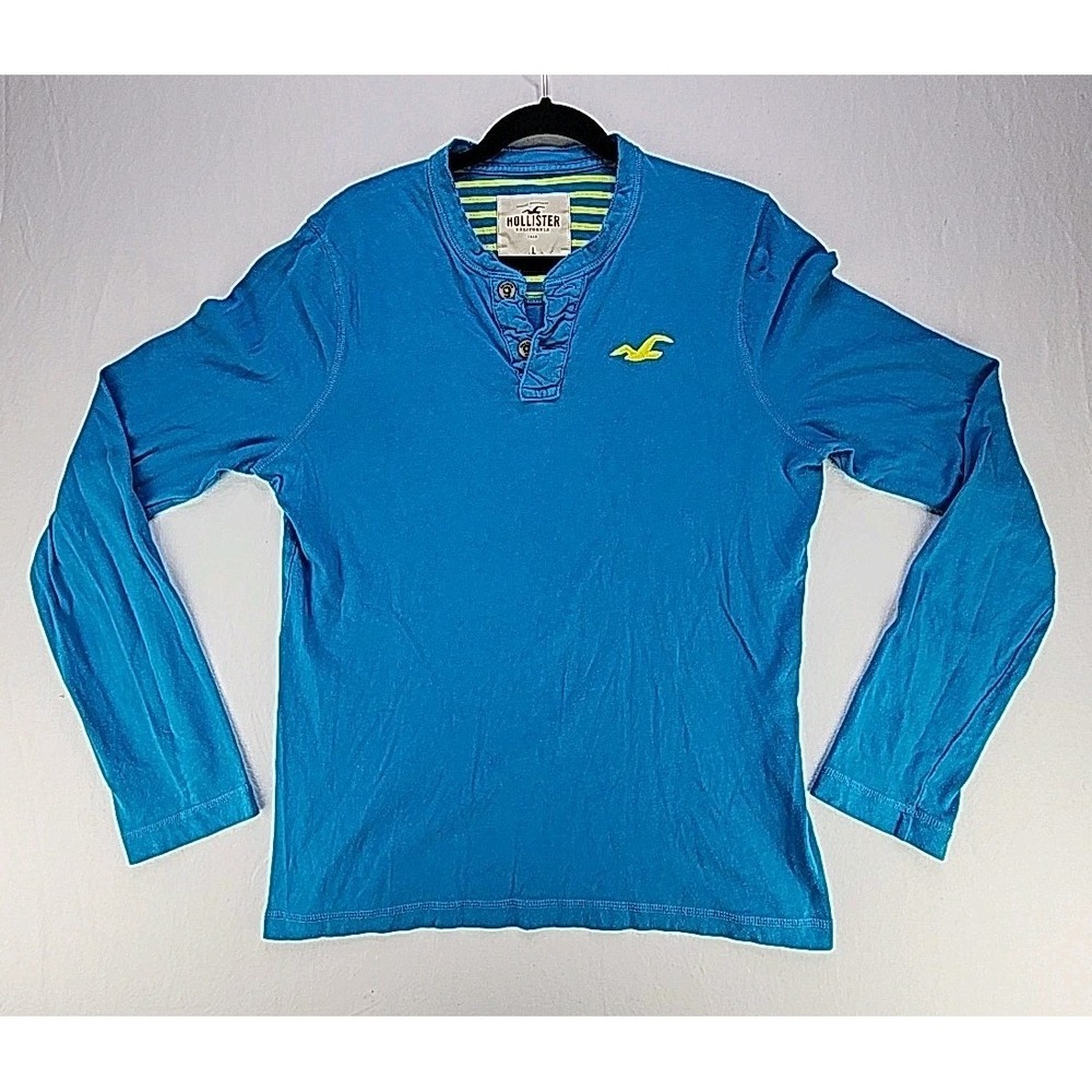 Hollister California 1922 Long Sleeve Shirt Men's‎ Size Large Blue 100% Cotton